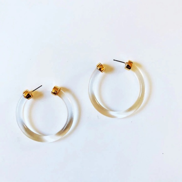 Clear Resin Hoop Earrings - Picture 1 of 2